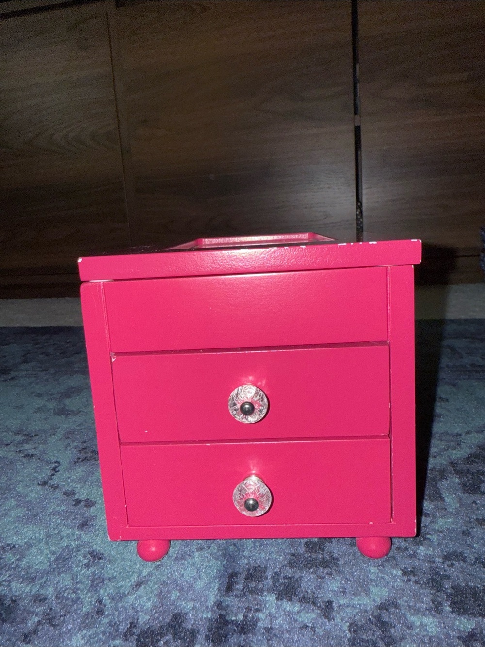 Vintage Y2K Xhilaration Hot Pink Wooden Jewelry Box Organizer